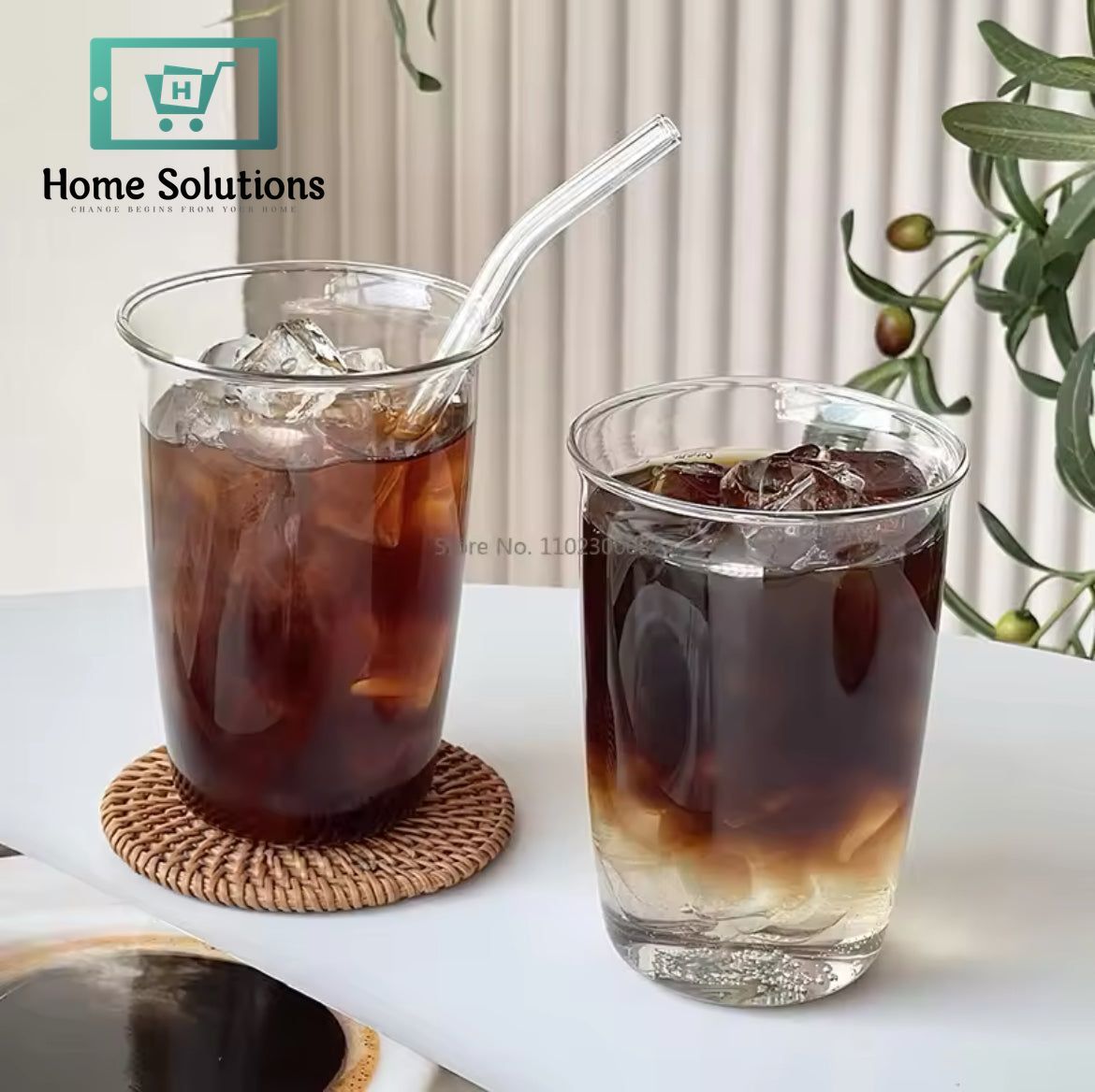 POP Basic Clear Glass Ice Tea / Cold Coffee - 420ml