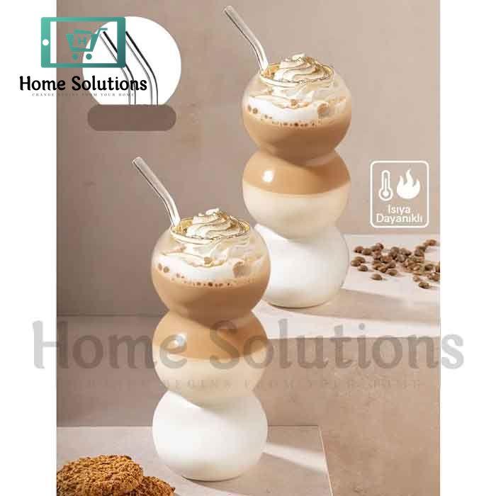 Caterpillar Coffee Glass With Straw