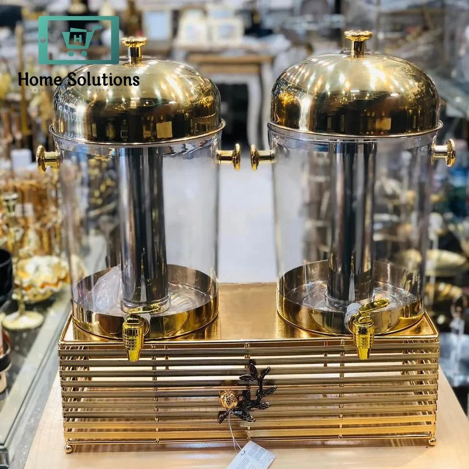 Orchid 2-in-1 Golden Juice Dispenser – 8 Liter Luxury Beverage Server