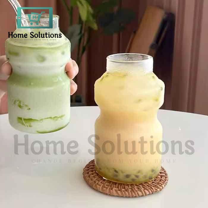 Retro Yogurt Bottle Shape Ice Tea Glass - 500ml