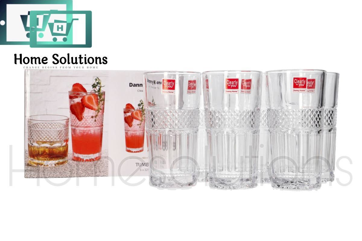 Detroit Highball Tumbler with Crystal Cuts Set of 6