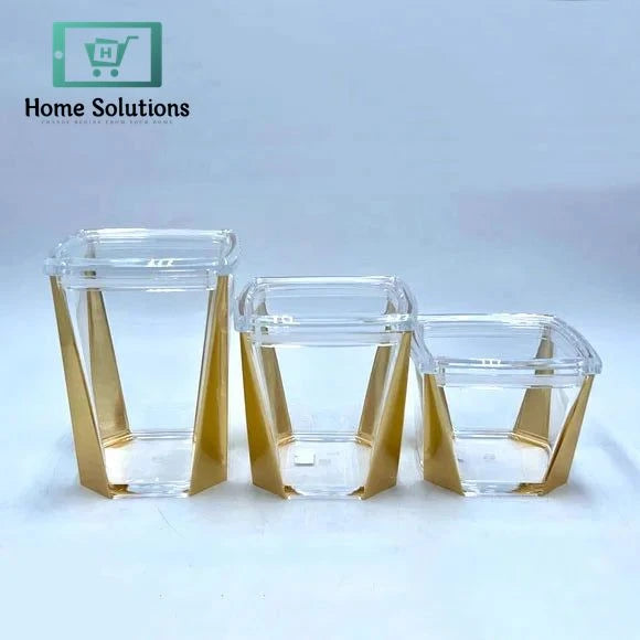 3-Piece Canister Set – Gold, Silver & Rose Gold Coated Storage Jars