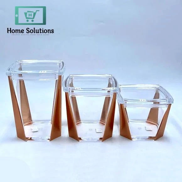 3-Piece Canister Set – Gold, Silver & Rose Gold Coated Storage Jars