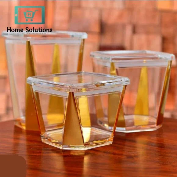 3-Piece Canister Set – Gold, Silver & Rose Gold Coated Storage Jars