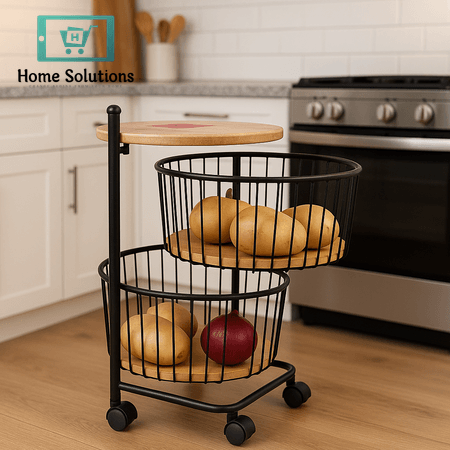 Metal Vegatable Trolly Wooden 2-Layer