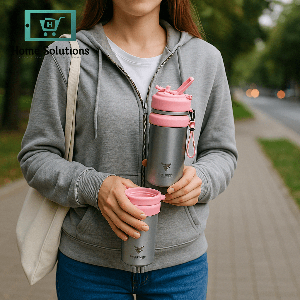 Stainless Steel Insulated Sippy Water Bottle with Screw-On Cap - 16.90 oz (500ml), Black/Pink
