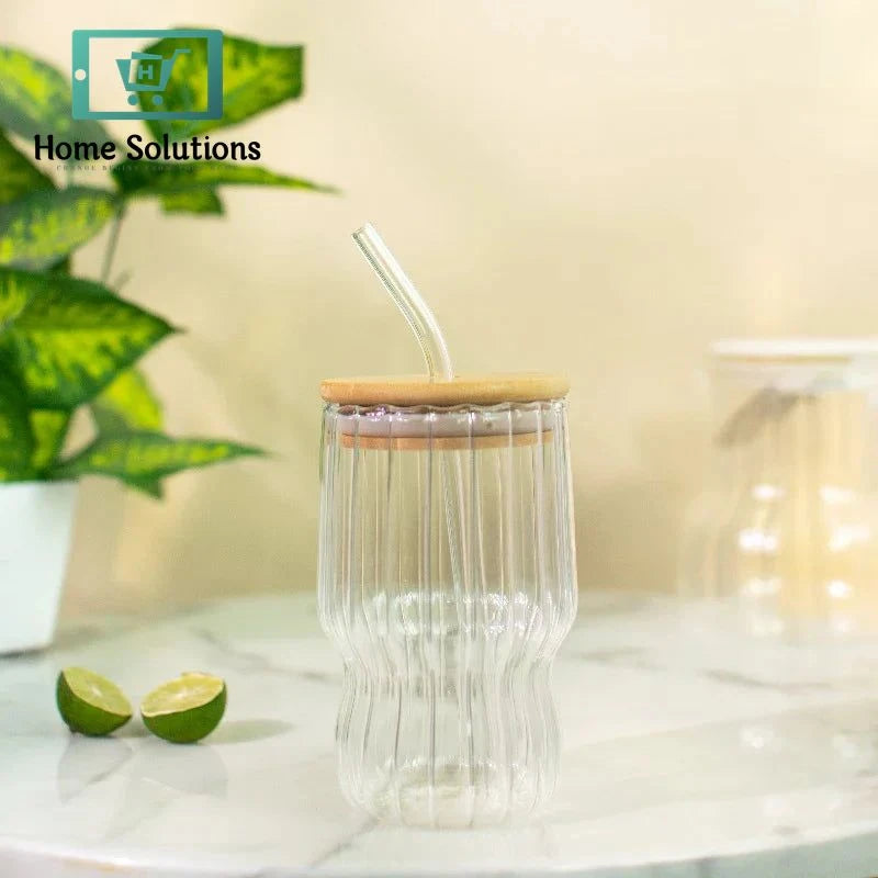 Straw Glass With Lid