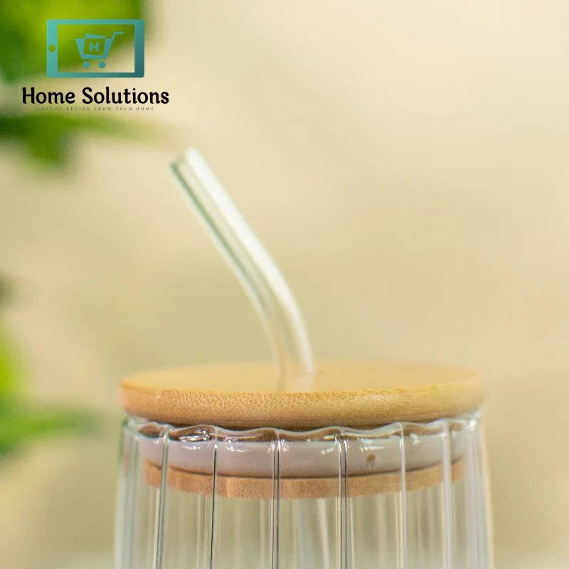Straw Glass With Lid