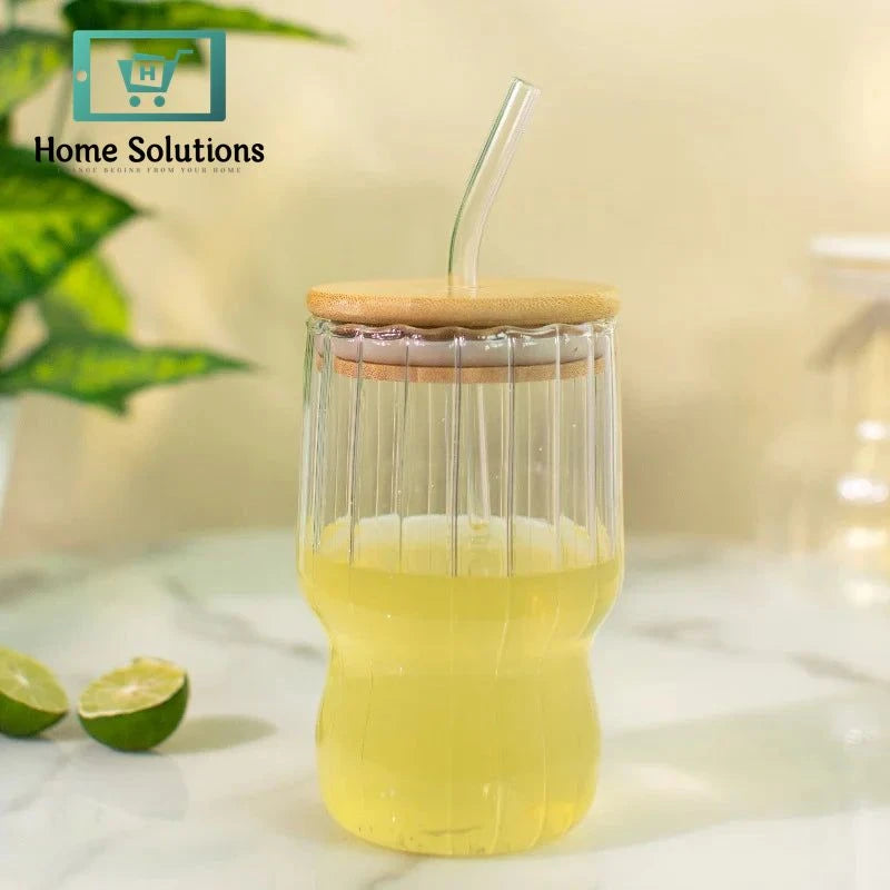 Straw Glass With Lid