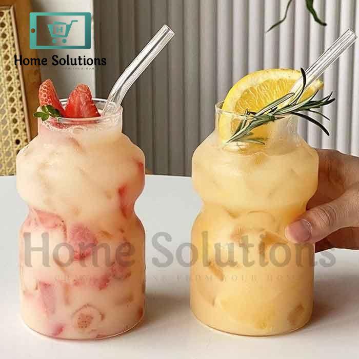 Retro Yogurt Bottle Shape Ice Tea Glass - 500ml