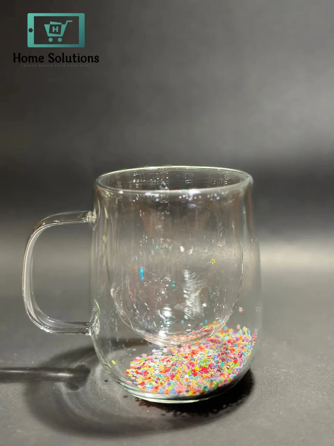 Elegant Double Wall Glass Coffee Mug – Floral Design – 350ml