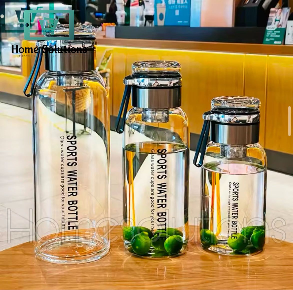 Glass Water Bottle with Acrylic Lid