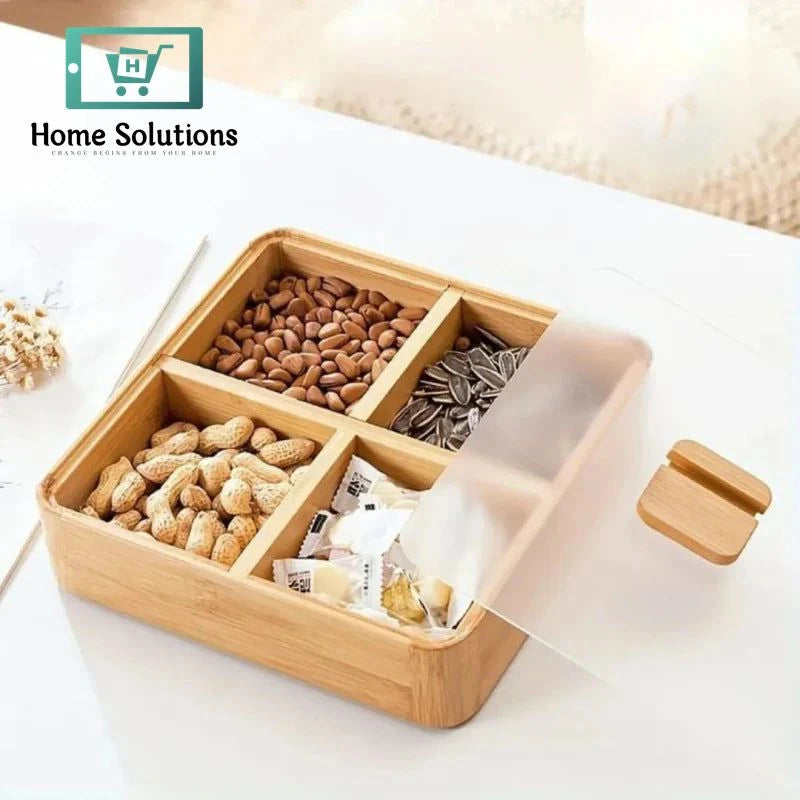 Natural Bamboo Dry Fruit Platter – Elegant Serving Tray for Snacks & Nuts