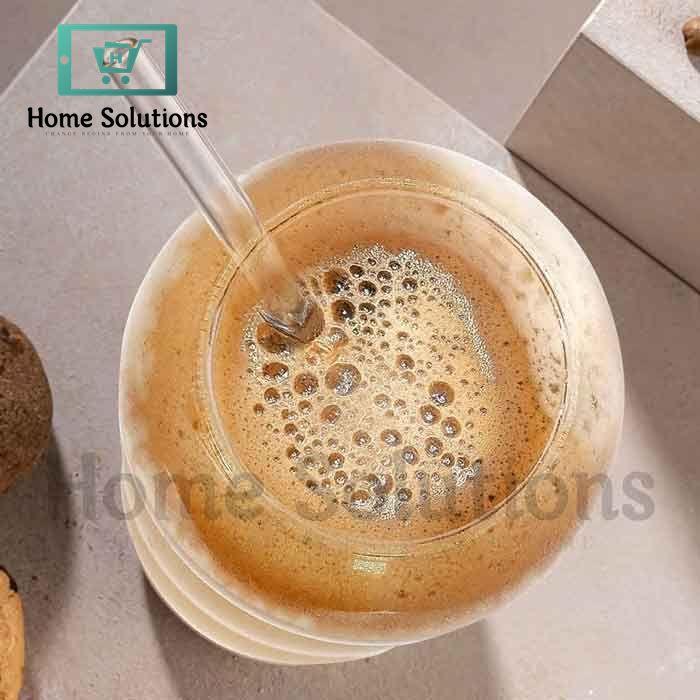 Caterpillar Coffee Glass With Straw