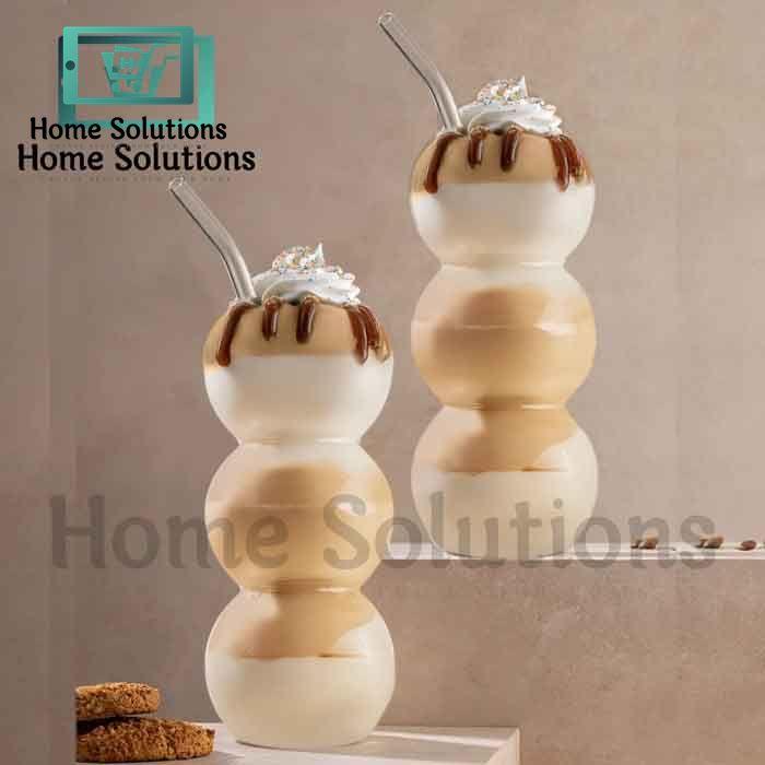 Caterpillar Coffee Glass With Straw