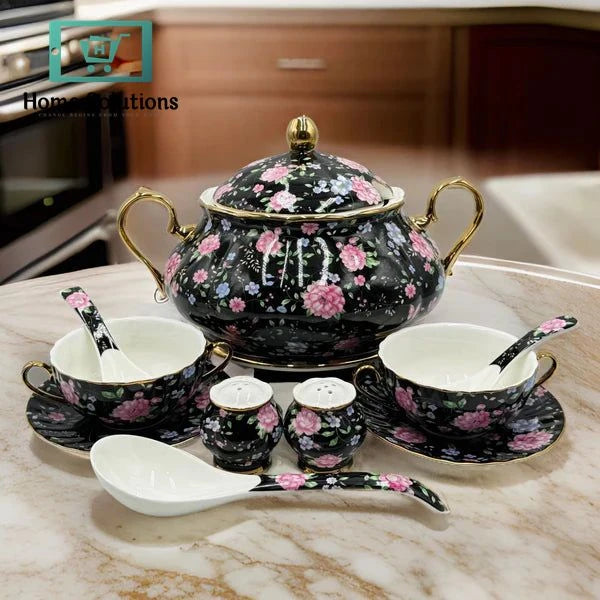 Royal Albert 23 Pcs Bone China Soup Set – Elegant Floral Serveware