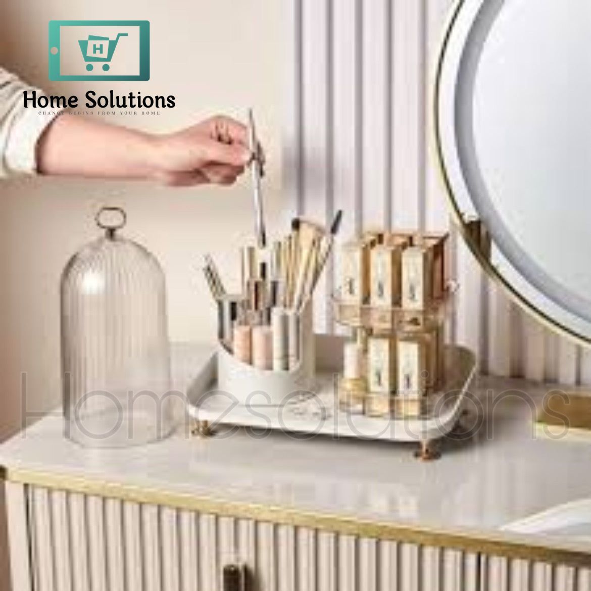 WNIDEO 360 Rotating Makeup & Vanity Organizer Stand with Tray