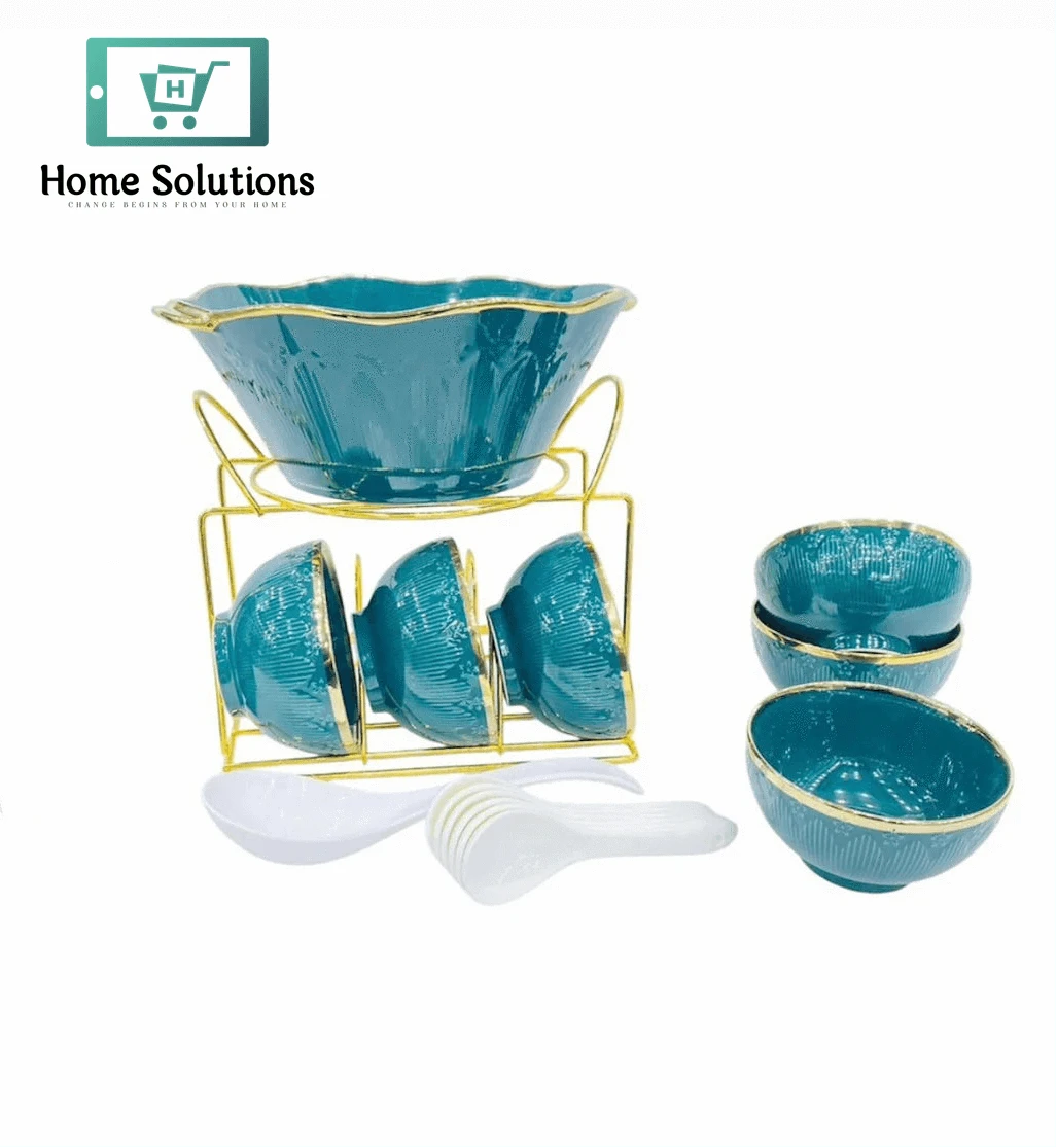 Soup Set 15-Piece – Elegant Tableware for Serving Soups & Starters (Sea-Green)