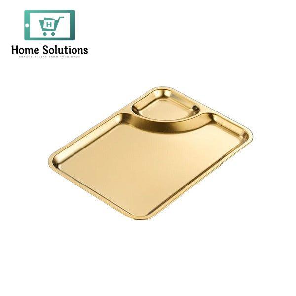 Golden Steel Chip & Dip Dish – Elegant Serveware Bowl