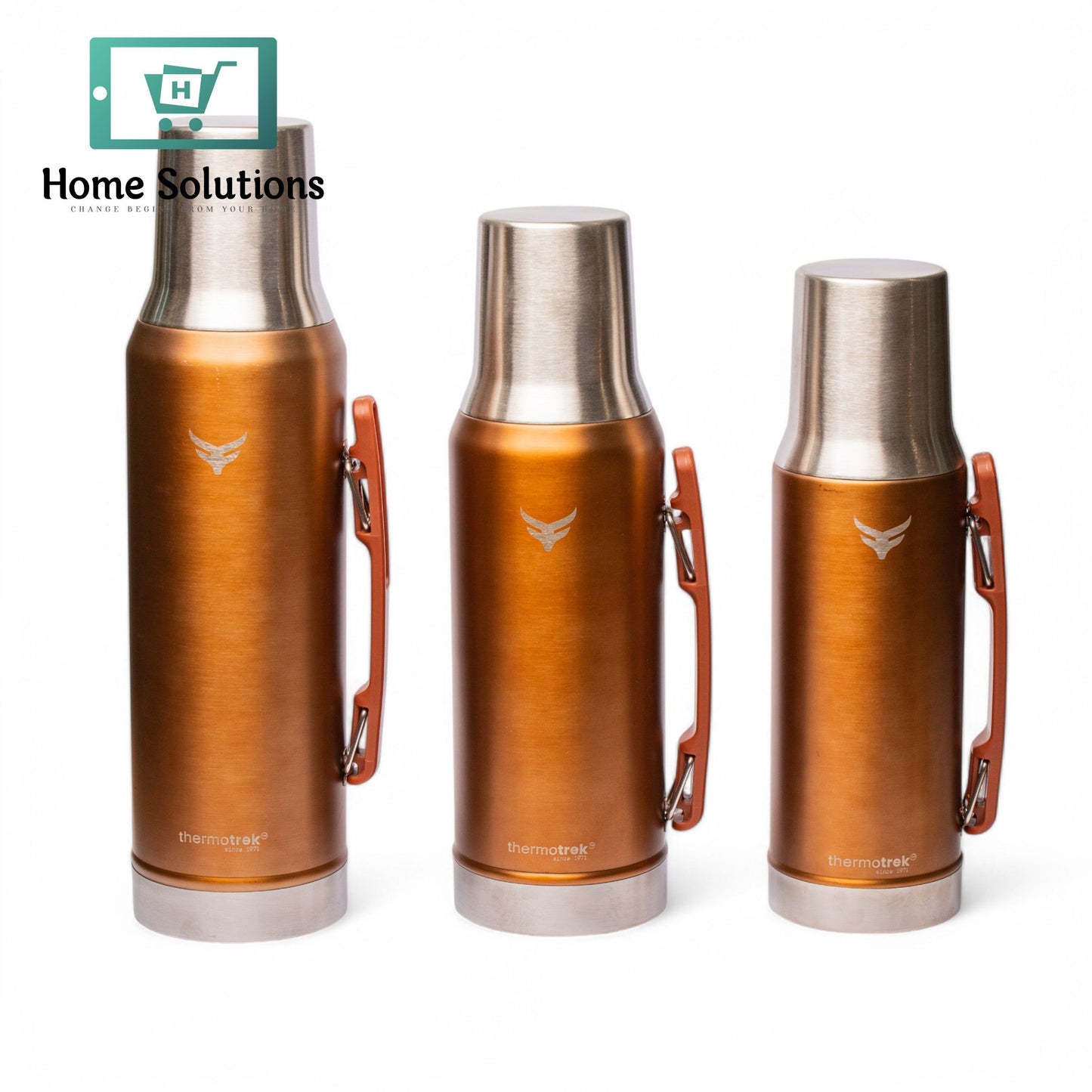 Thermotrek Stainless Steel Insulated Thermos with Handle - 50.7 oz (1500ml), Copper Orange