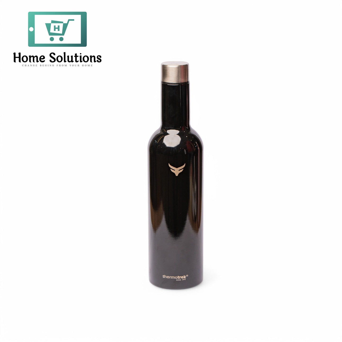 Thermotrek Stainless Steel Insulated Water Bottle with Screw-On Cap - 25.4 oz (750ml), Glossy Black
