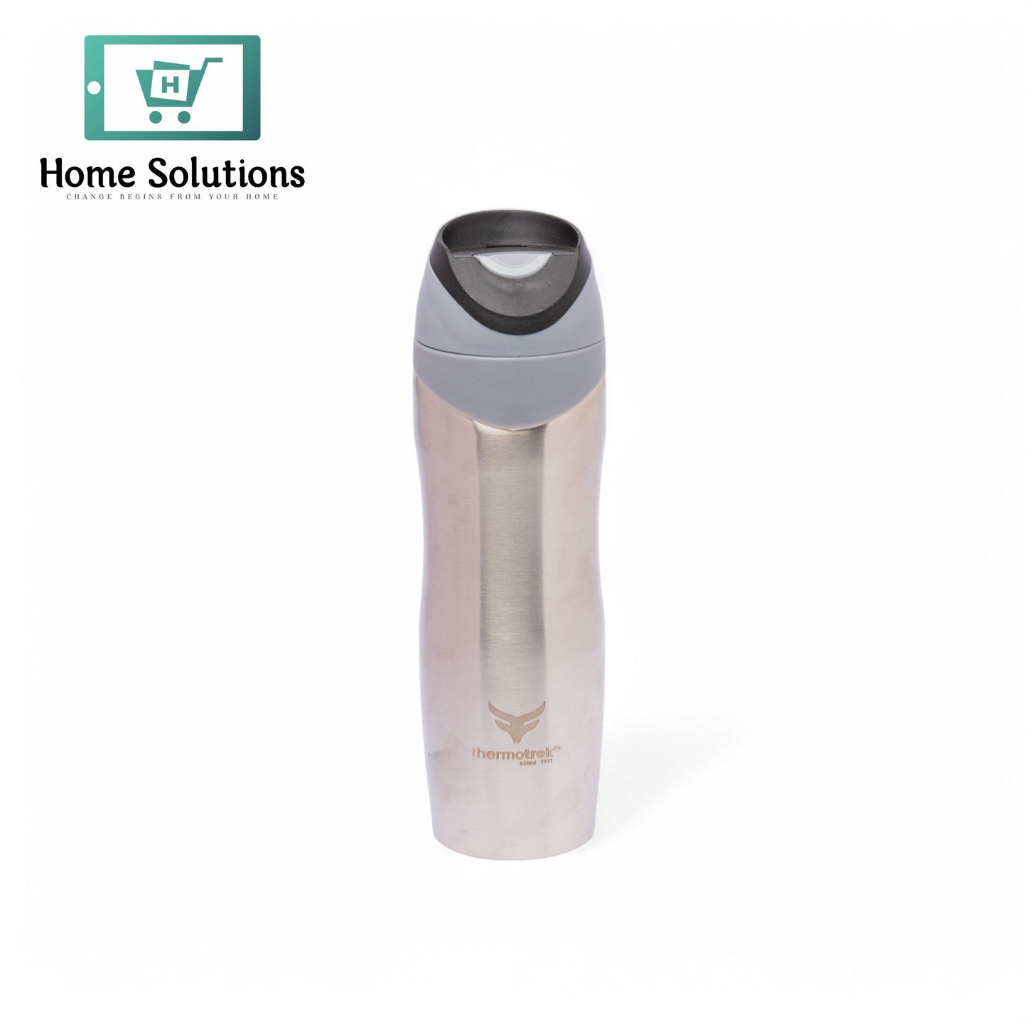 Thermotrek Stainless Steel Insulated Water Bottle with Flip-Top Lid - 15.2 oz (450ml), Brushed Stainless Steel