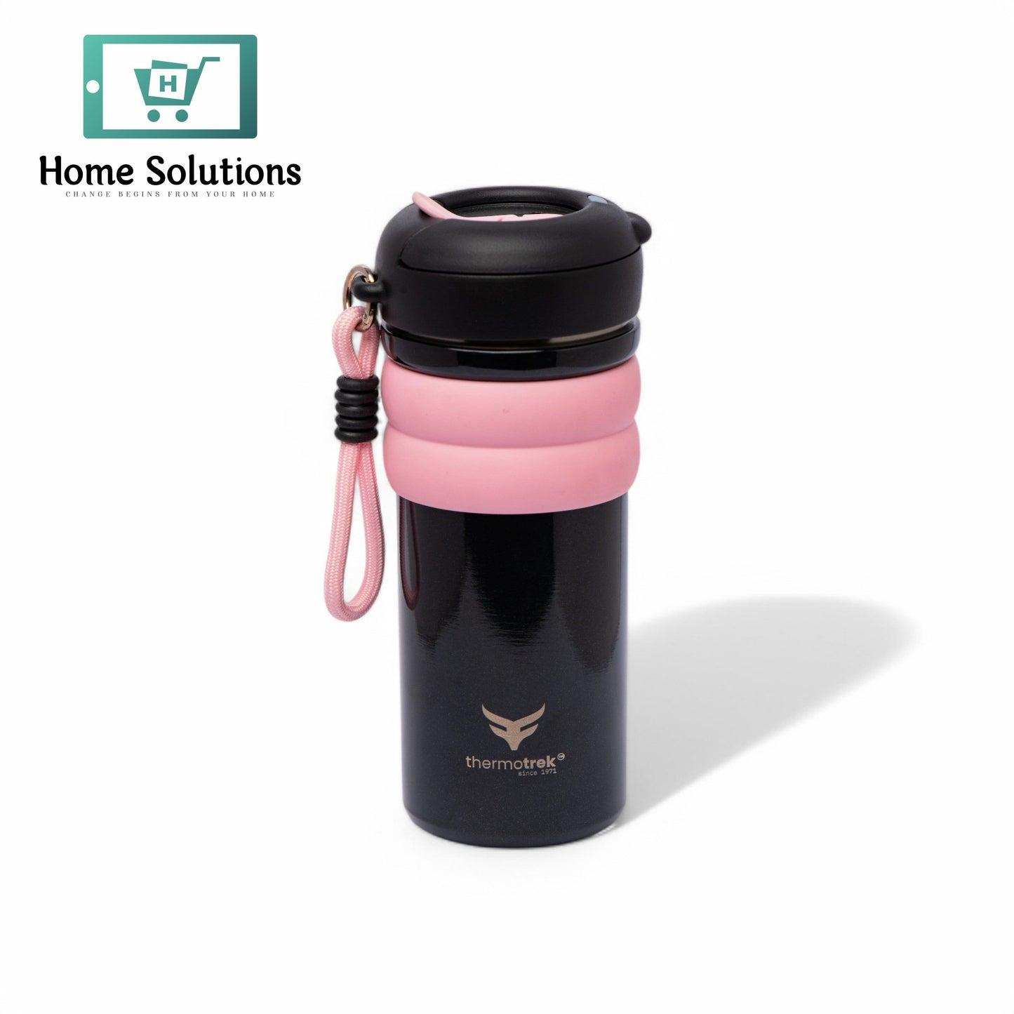 Stainless Steel Insulated Sippy Water Bottle with Screw-On Cap - 16.90 oz (500ml), Black/Pink