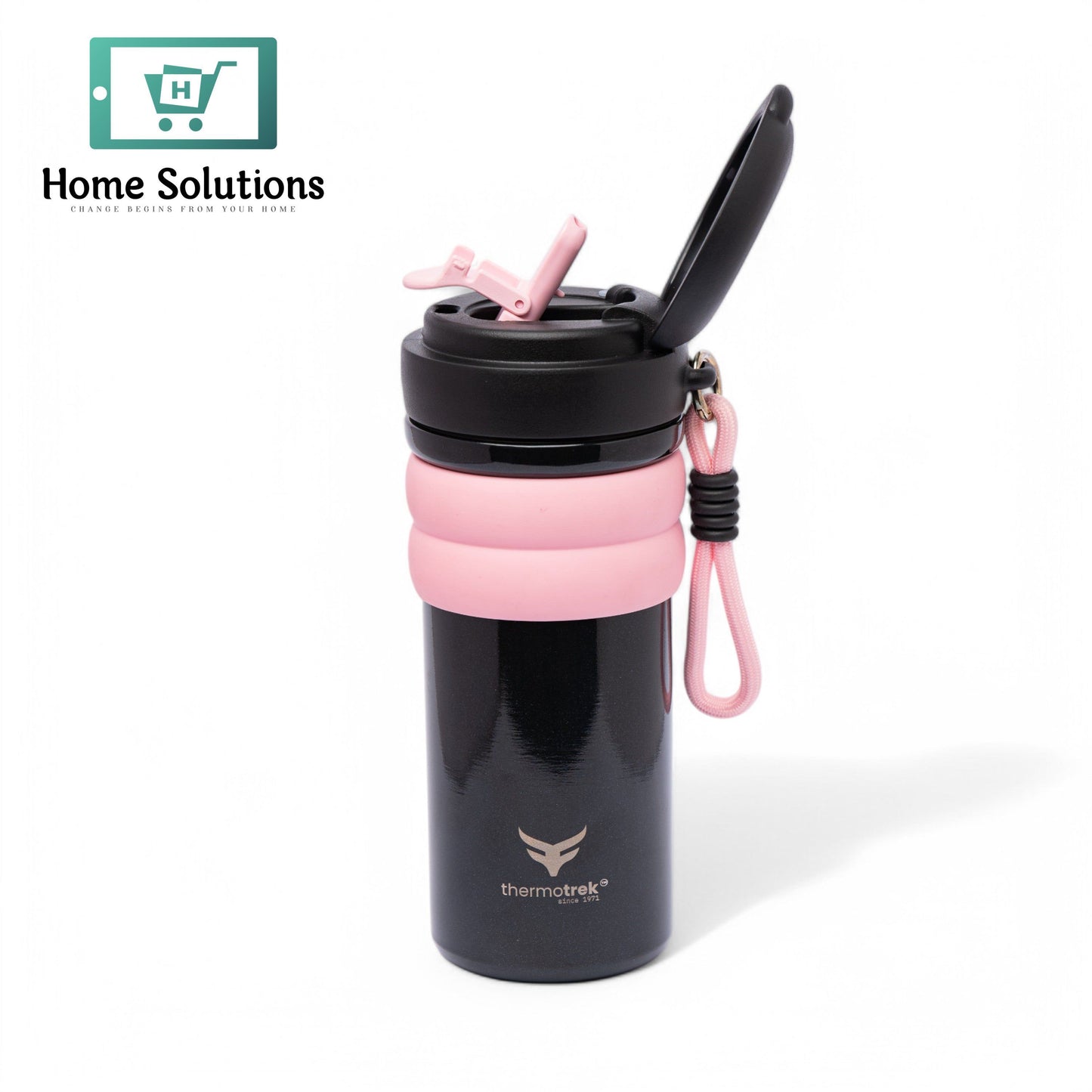 Stainless Steel Insulated Sippy Water Bottle with Screw-On Cap - 16.90 oz (500ml), Black/Pink