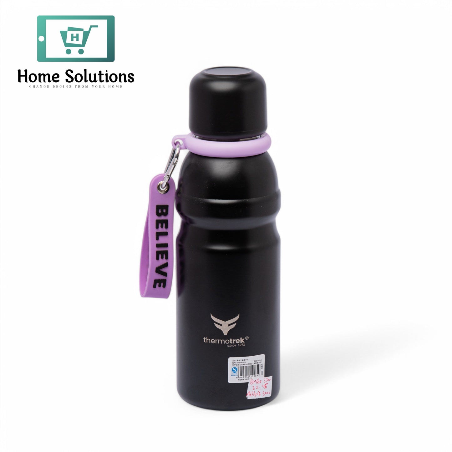 Stainless Steel Insulated Water Bottle with Screw-On Cap - 20.3 oz (600ml), Black