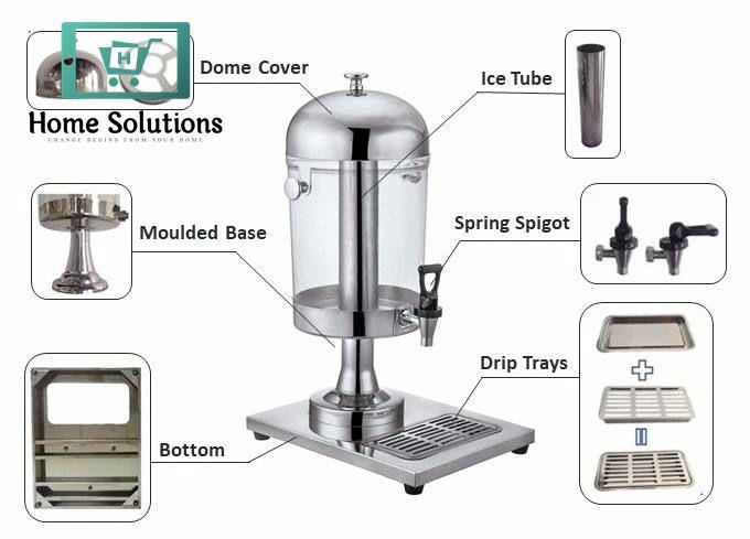 9 Litre Single Juice Dispenser – Acrylic & Stainless Steel Beverage Server