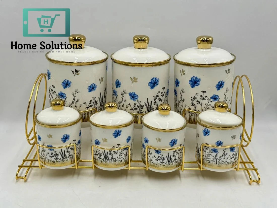 8-Piece Kitchen Canister Set – Airtight Storage Jars for Tea, Coffee, Sugar & More