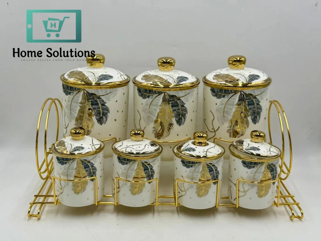 8-Piece Kitchen Canister Set – Airtight Storage Jars for Tea, Coffee, Sugar & More