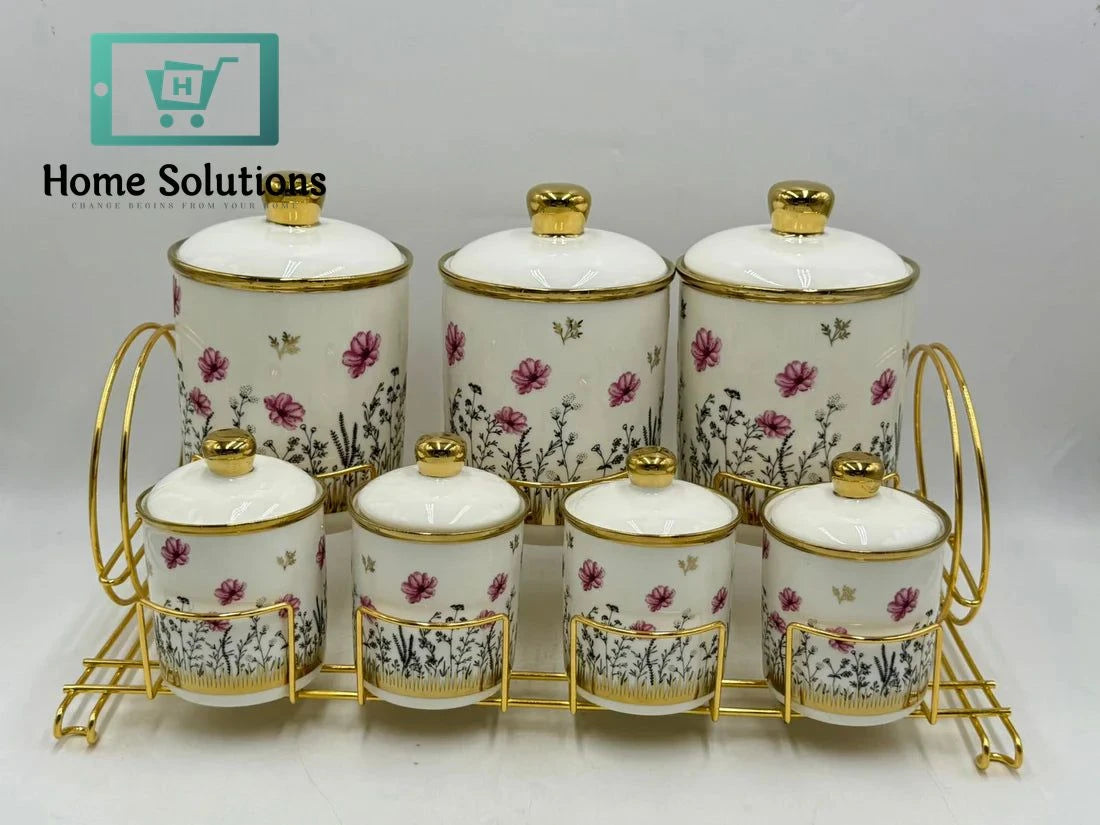 8-Piece Kitchen Canister Set – Airtight Storage Jars for Tea, Coffee, Sugar & More