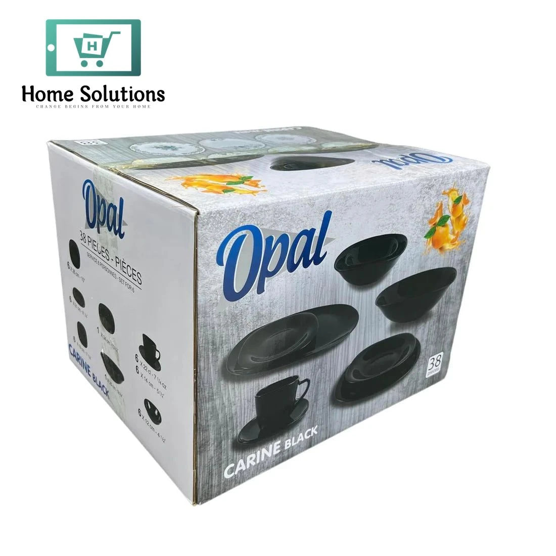 Opal 38 Pcs Dinner Set – Black Diamonds Square Tableware Collection