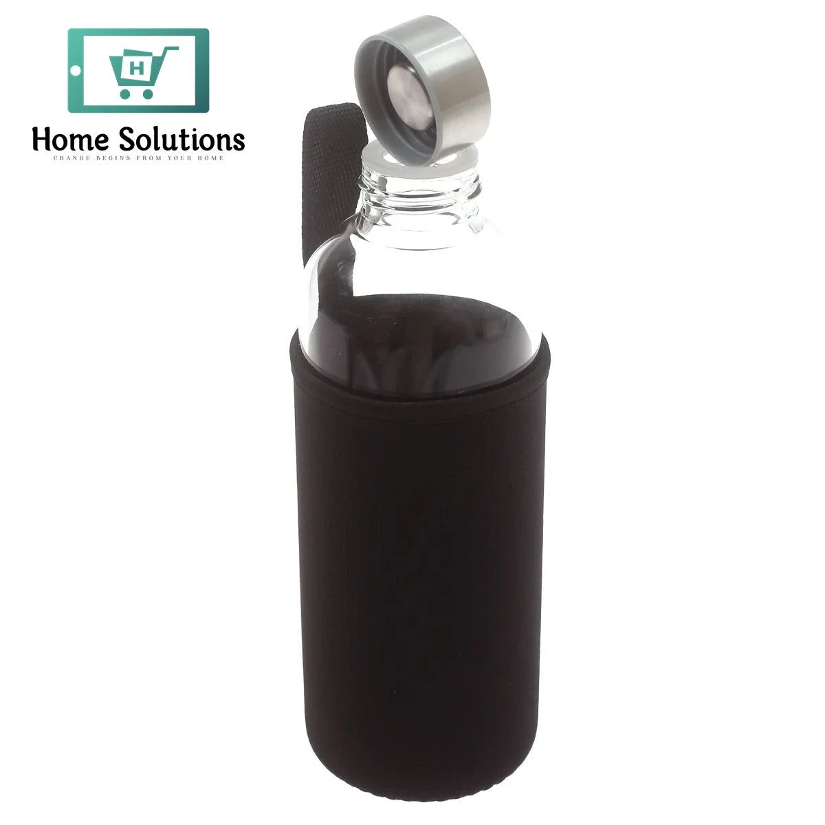 Premium Glass Water Bottle with Stainless Steel Leak-Proof Lid