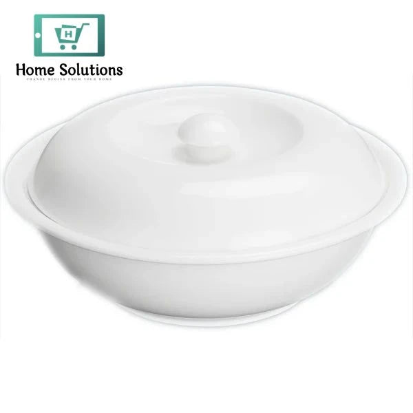 Wilmax England Fine Porcelain Bowl with Lid 9.5 & 10 Inch | Covered Serving Bowl