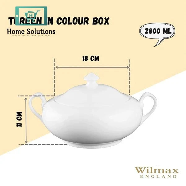 Wilmax England Fine Porcelain Tureen with Lid | 2800 ml White