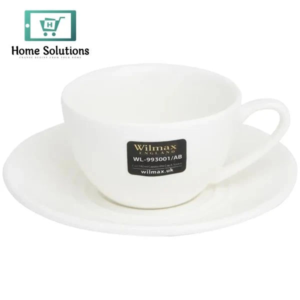 Wilmax England Fine Porcelain Cappuccino Cup & Saucer Set – 180 ml