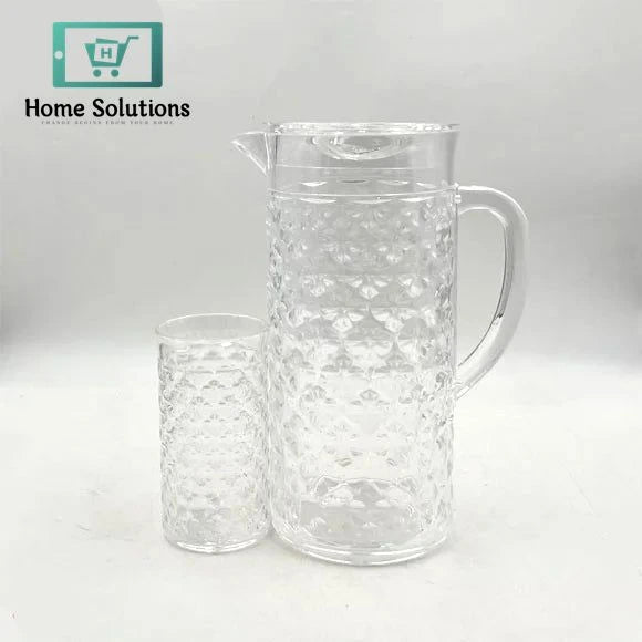 Luxury Acrylic Water Jug Set – Elegant Patterned Pitcher with Matching Glasses
