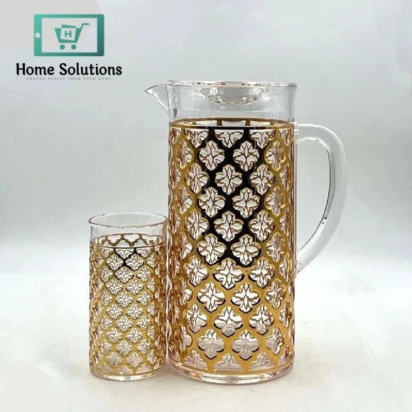 Luxury Acrylic Water Jug Set – Elegant Patterned Pitcher with Matching Glasses