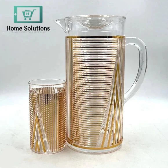 Luxury Acrylic Water Jug Set – Elegant Patterned Pitcher with Matching Glasses