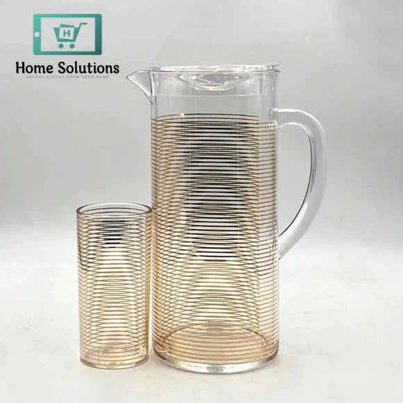 Luxury Acrylic Water Jug Set – Elegant Patterned Pitcher with Matching Glasses