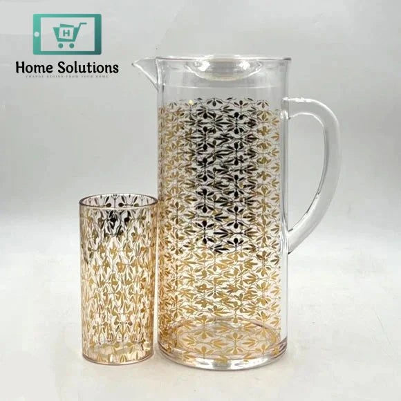 Luxury Acrylic Water Jug Set – Elegant Patterned Pitcher with Matching Glasses