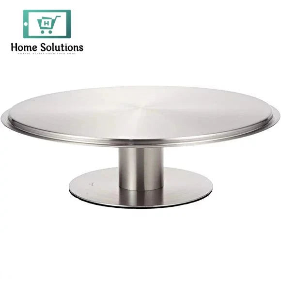 Rotatable Silver Cake Stand Turntable – 360° Spinning Decorating Base