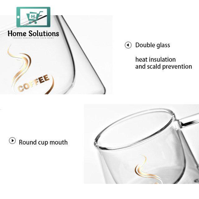 Double Wall Glass Coffee Mug with Handle Transparent - 200ml