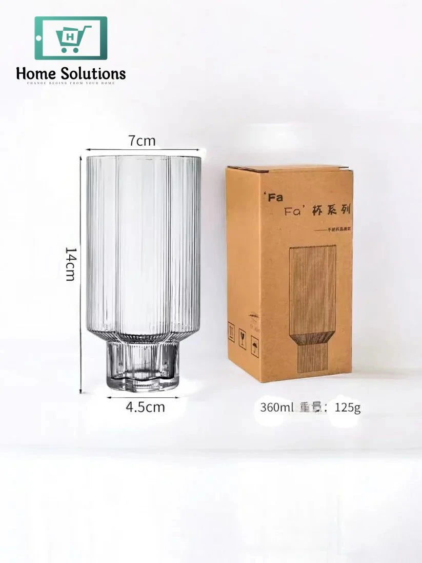 Flower-Inspired Ribbed Stemless Glass Set – 360ml (125g) | Pack of 6