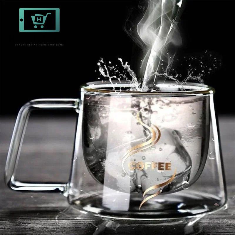 Double Wall Glass Coffee Mug with Handle Transparent - 200ml