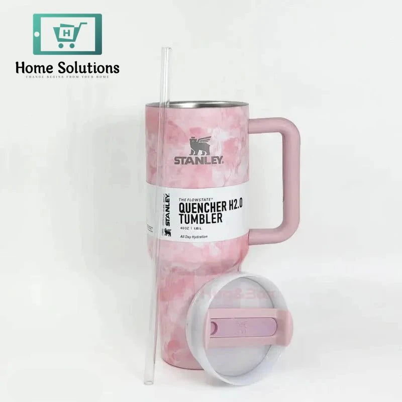 Stanley 40oz Marble Tumbler – Printed Edition with Handle (Light-Pink)