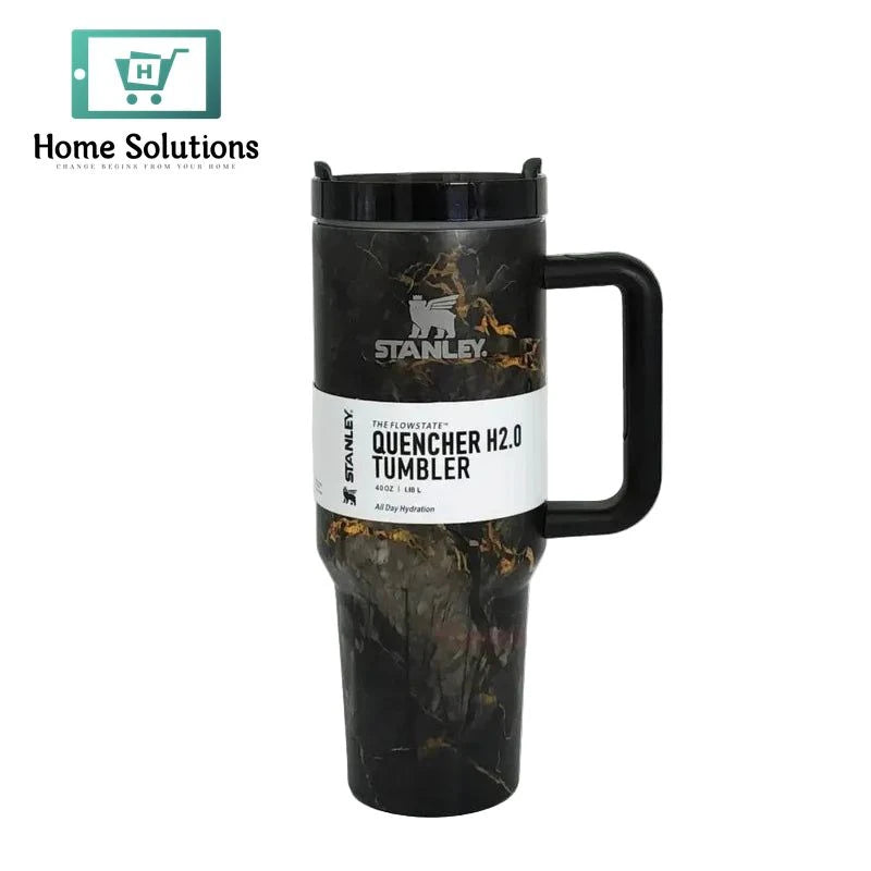 Stanley 40oz Printed Tumbler with Handle Marble Collection – Black Edition