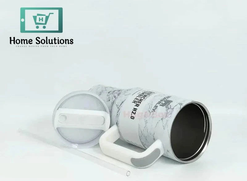 Stanley 40oz Printed Tumbler with Handle Marble Collection – White Edition
